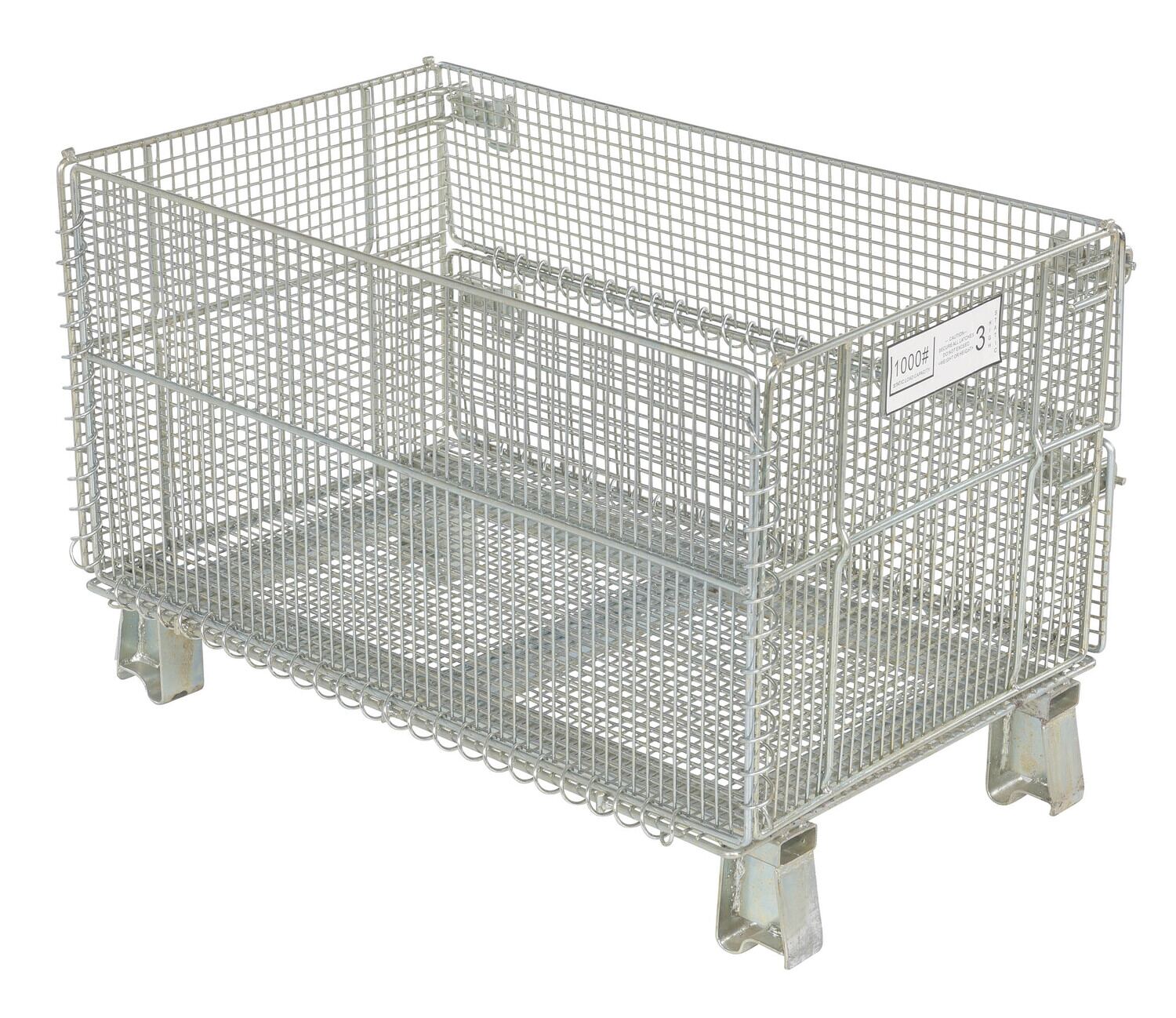 Vestil Galvanized Steel Mesh Container - 20 In. x 32 In. x 21 In. 1,000 lb - Gray