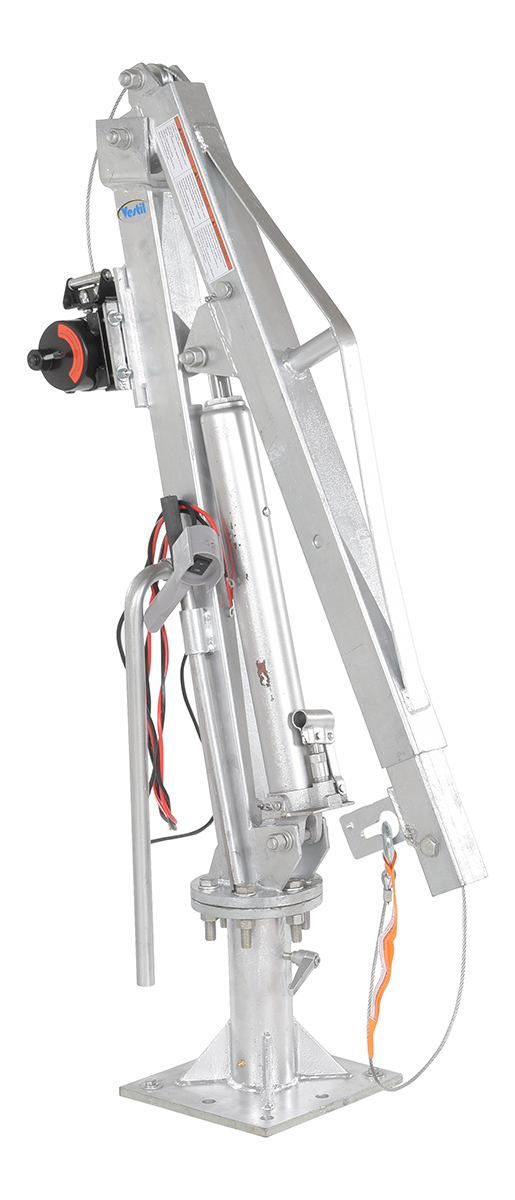 Vestil Galvanized Steel DC Powered Winch Truck Jib Crane - 500 lb Extended - Gray