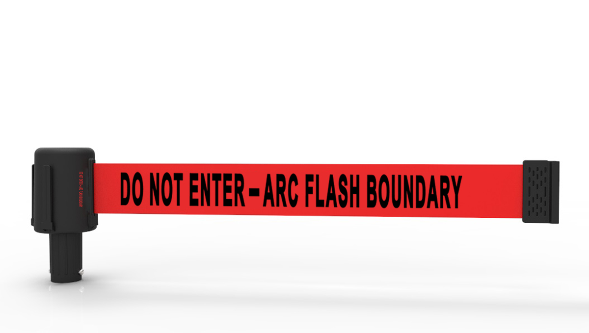 Vestil Plastic Web Barrier Retractable Arc Flash Banner Red / - Black
