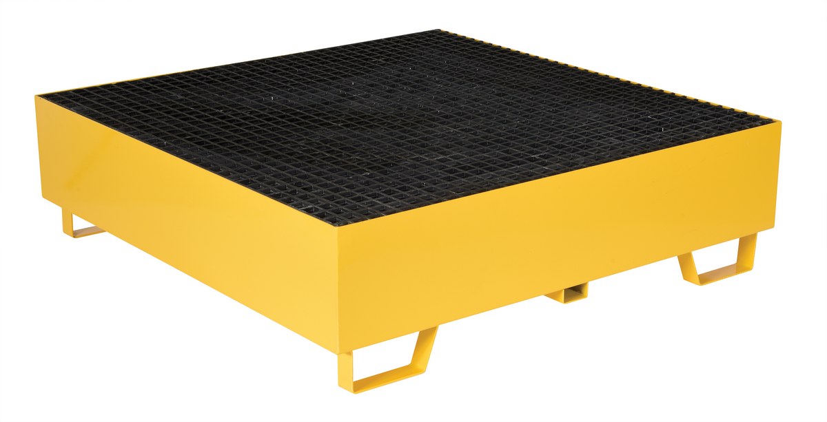 Vestil Steel Drum Retention Basin - 49 In. x 49 In. x 14 In. 2,400 lb - Yellow