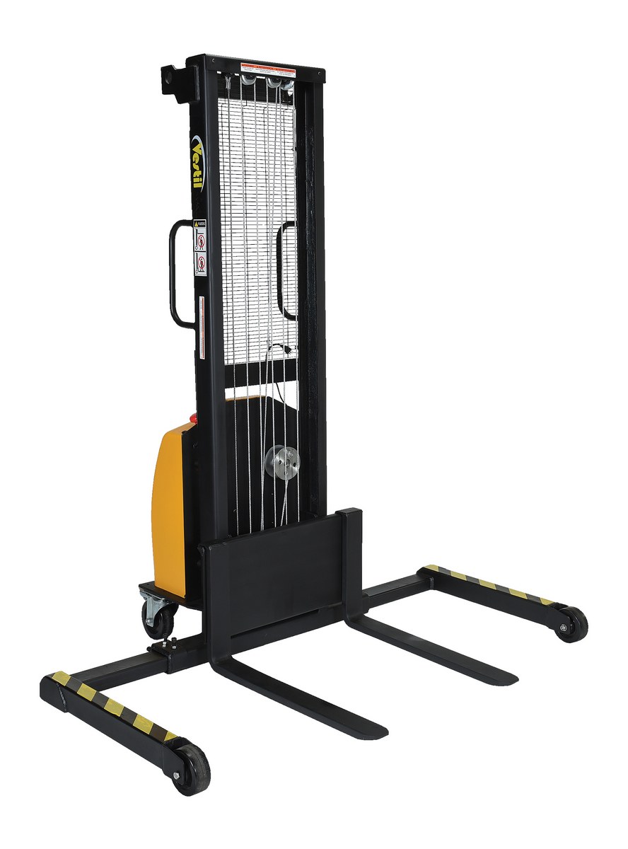 Vestil Steel Stacker with Adjustable DC Powered Winch - 770 lb Black / - Yellow