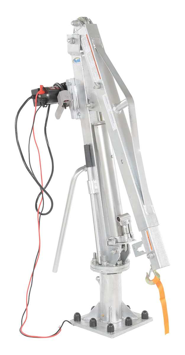 Vestil Galvanized Steel DC Powered Winch Truck Jib Crane - 52 In. Reach 1,000 lb Extended - Gray