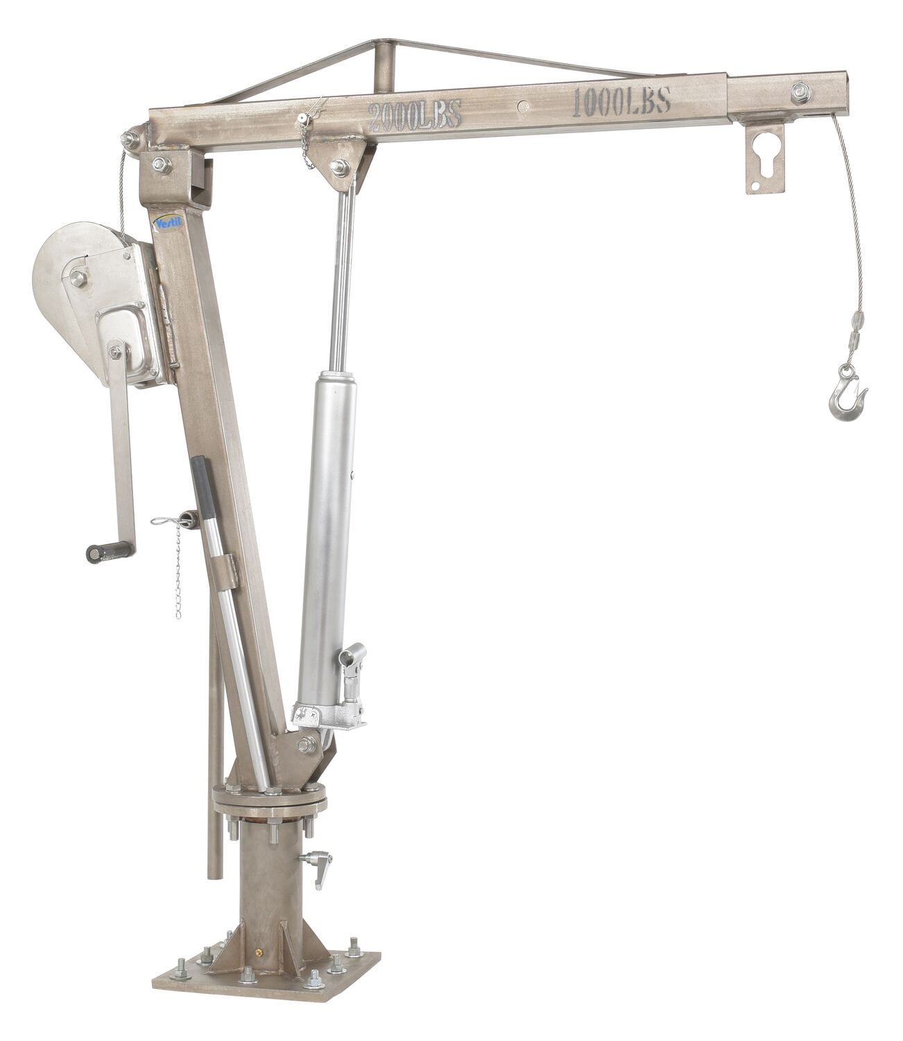 Vestil Stainless Steel Winch Truck Jib Crane - 52 In. Reach 1,000 lb Extended - Silver