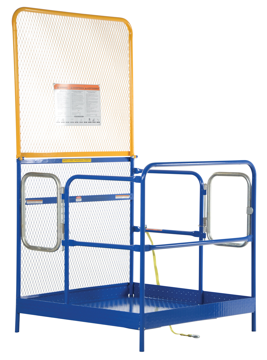 Vestil Steel Work Platform With 2 Door Entry and - 84 In. Expanded Back 48 In. x 48 In. 1,000 lb - Blue