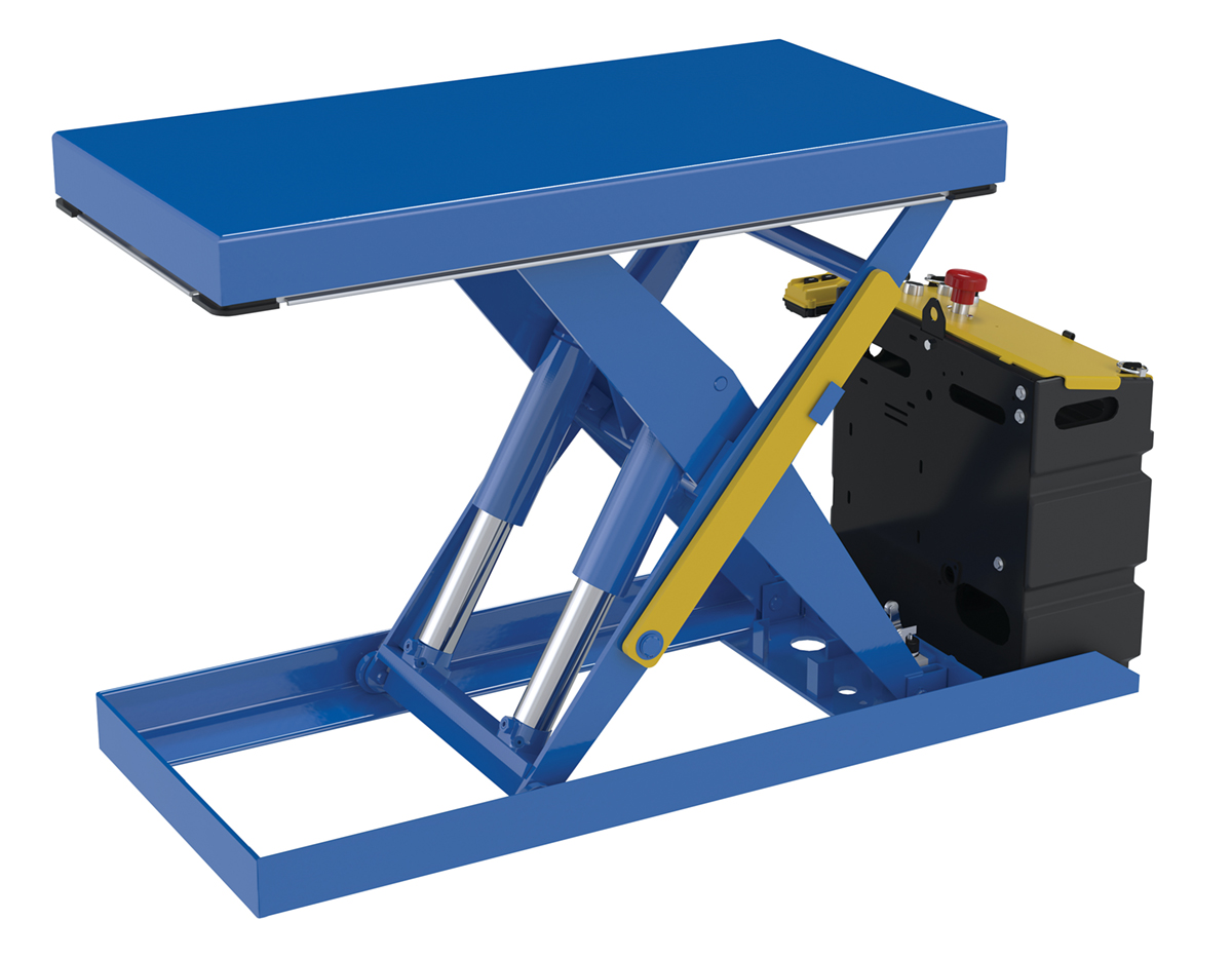 Vestil Steel Scissor Lift Table DC Power - 51-9/16 In. x 20-1/2 In. x 32 In. 2,500 lb - Blue