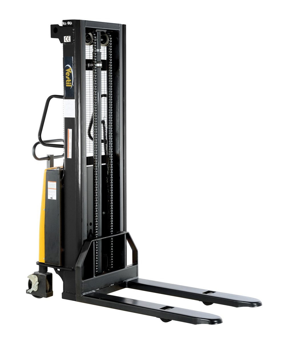 Vestil Steel Fixed Stacker with Powered Lift - 118 In. Raised Height 2,000 lb Black / - Yellow