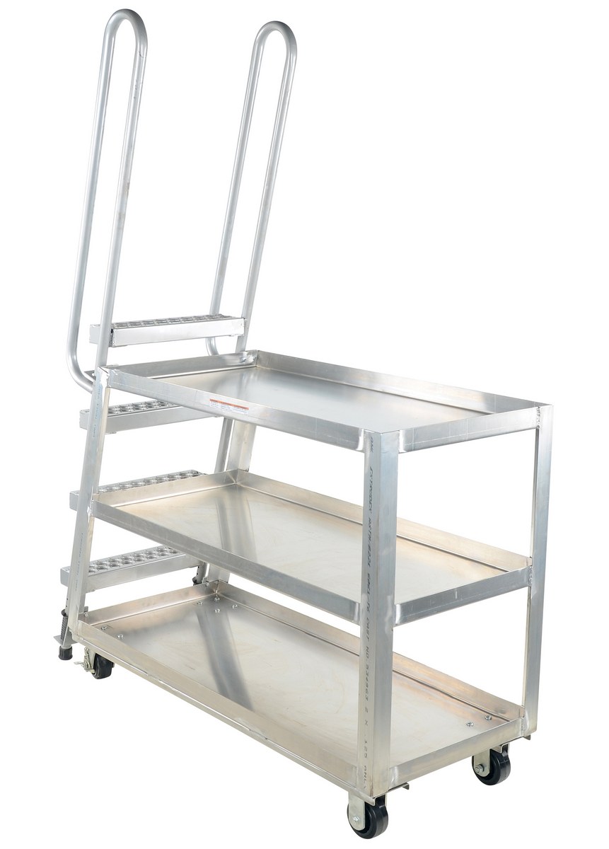 Vestil Aluminum High Duty Stock Picker Truck with Steel Ladder 56 In x 21-7/8 In x - 73-5/16 In 500 lb