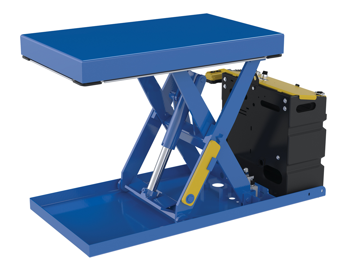 Vestil Steel Scissor Lift Table AC Power - 44-3/16 In. x 20-1/2 In. x 28 In. 500 lb - Blue