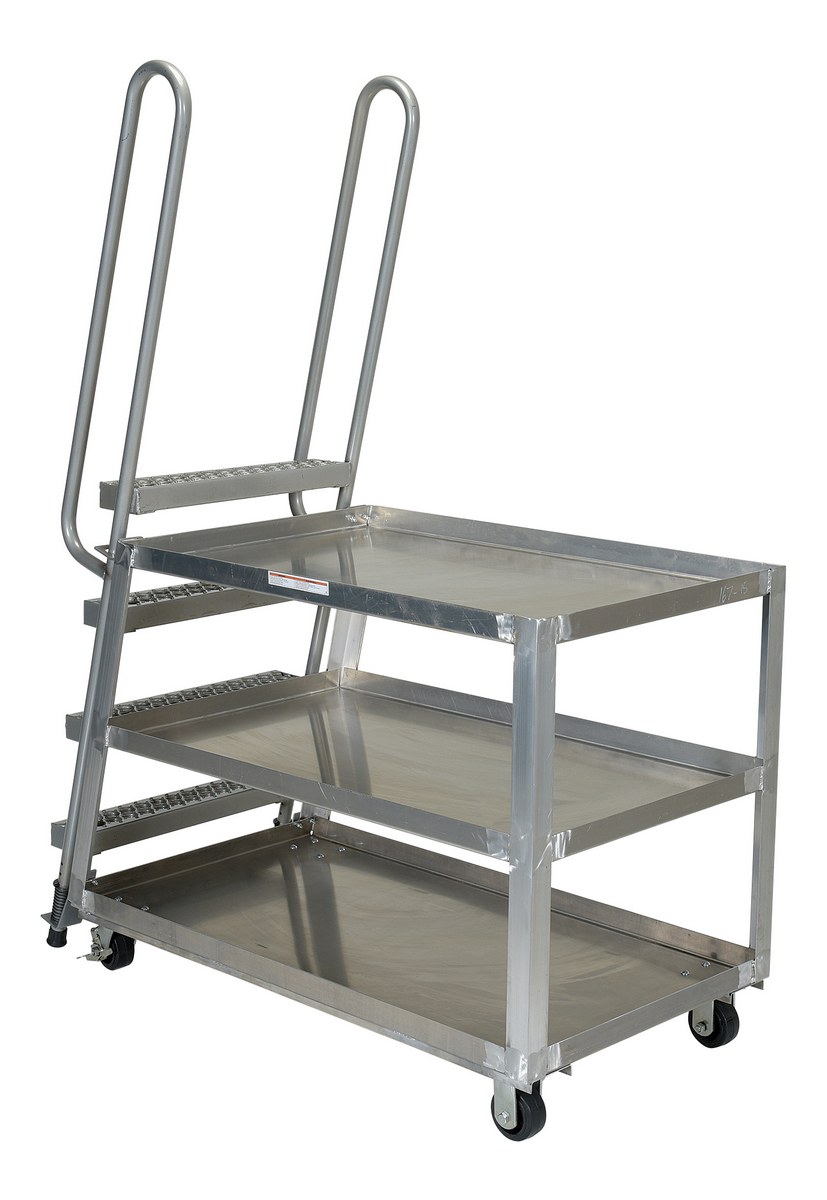 Vestil Aluminum High Duty Stock Picker Truck with Steel Ladder 56 In x 27-7/8 In x - 73-5/16 In 500 lb