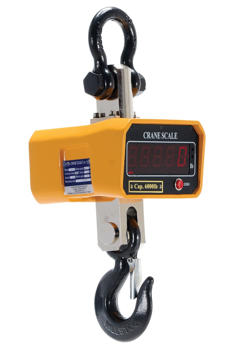 Vestil Steel Crane Scale - 8 In. x 7-5/8 In. x 17 In. 6,000 lb - Yellow