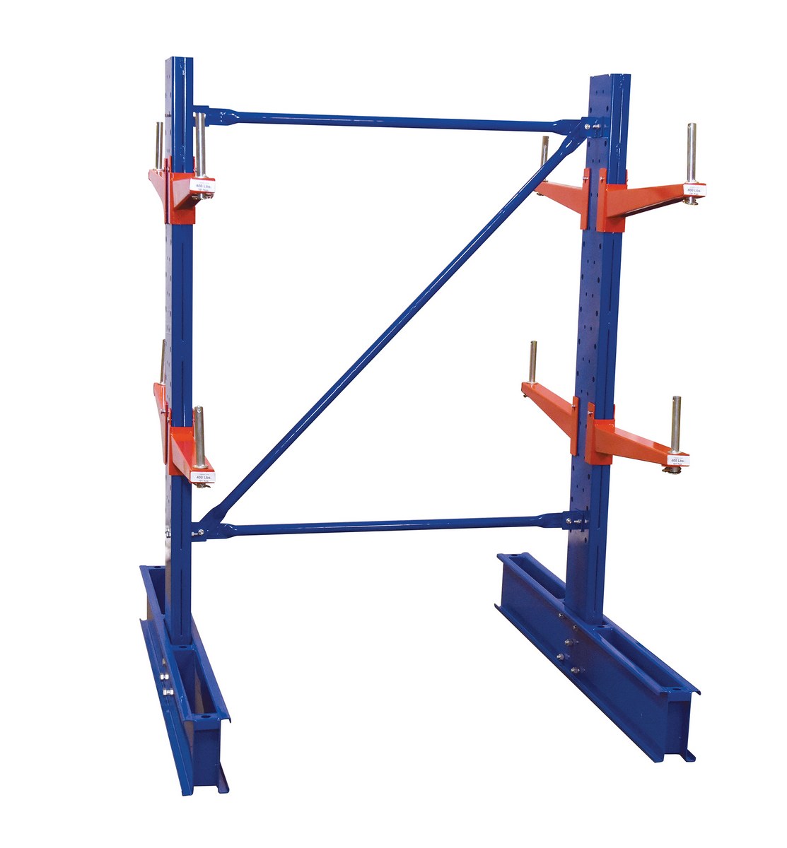 Vestil Steel Standard Cantilever Double Upright - 6 Ft. Height 24 In. Arm Use Length Set 15,400 lb - Blue
