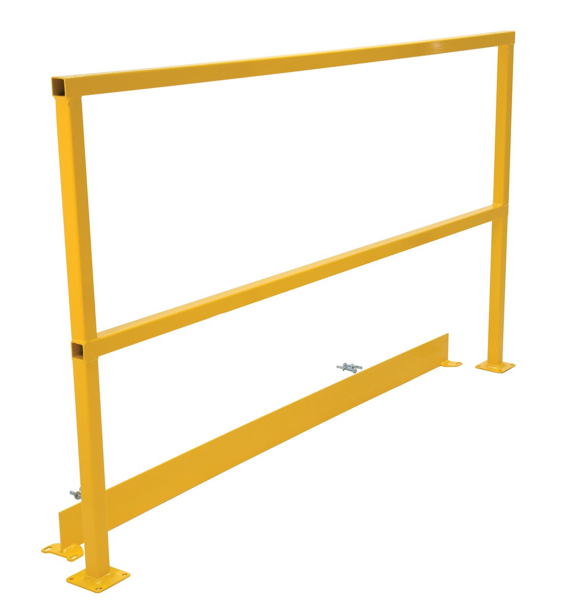 Vestil Steel Safety Handrail with Hardware and Toe Board - 98-1/2 In. x 4 In. x 42 In. - Yellow