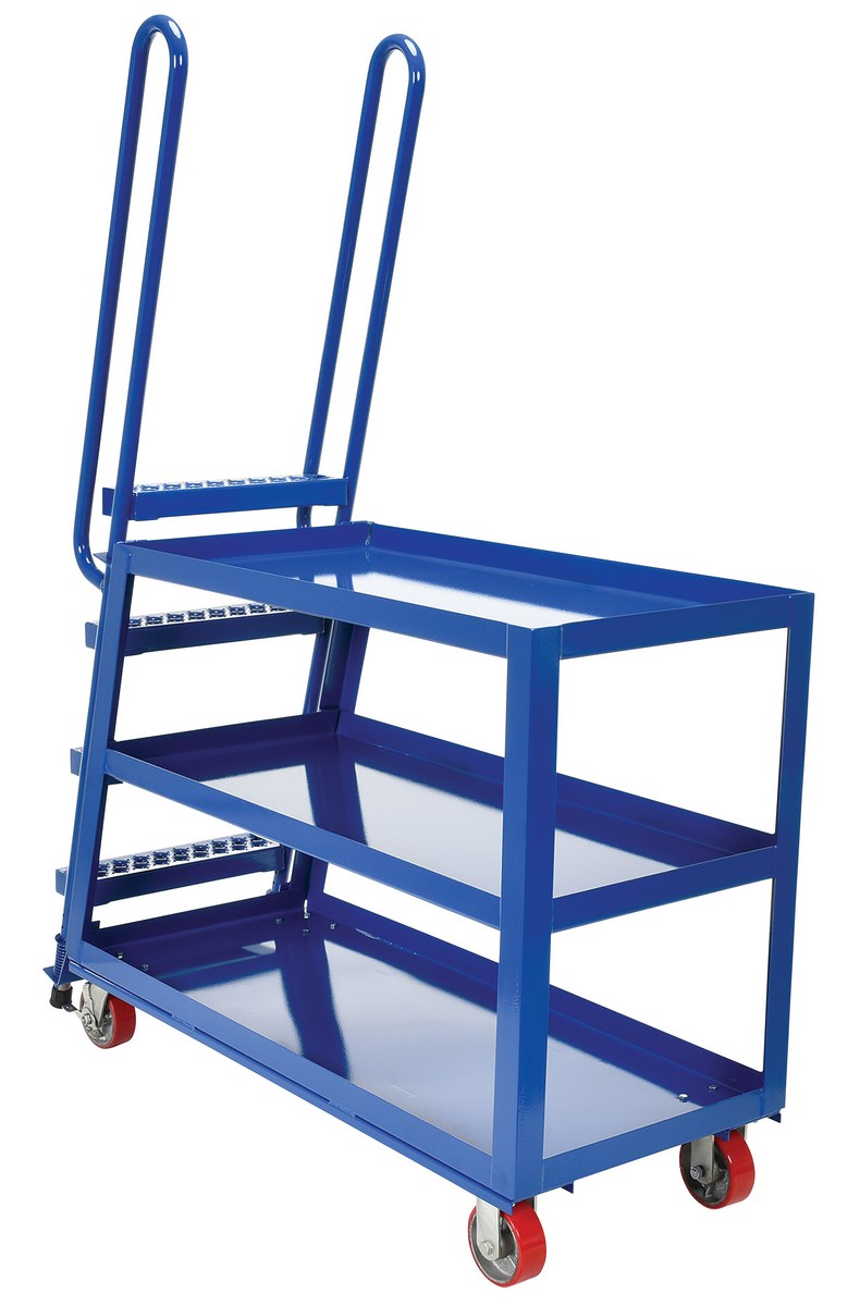 Vestil Steel High Duty Cart with Polyurethane On Steel Casters - 56-1/8 In. x 21-7/8 In. x 74-7/16 In. 1,000 lb - Blue