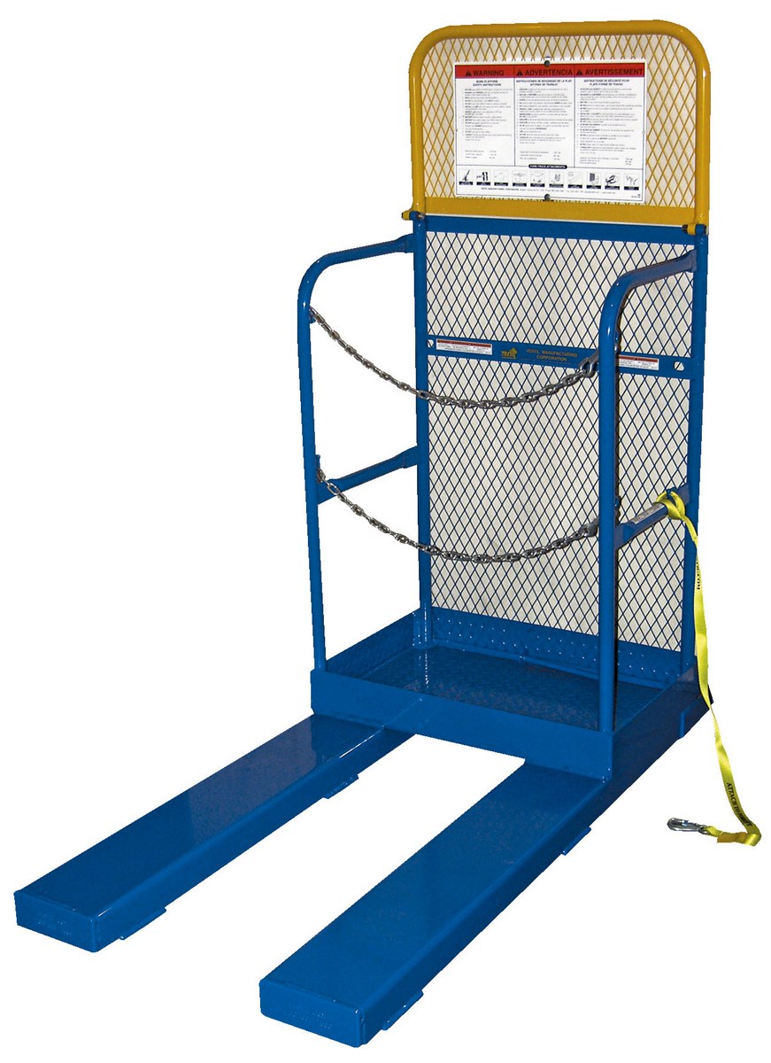 Vestil Steel Stock Picker Work Platform - 60 In. Expanded Metal Back Height 4,000 lb Blue / - Yellow
