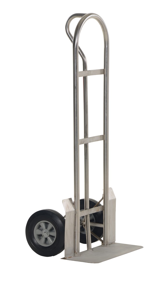 Vestil Stainless Steel Heavy Duty P-Handle Truck with Hard Rubber Wheels - 600 lb - Silver