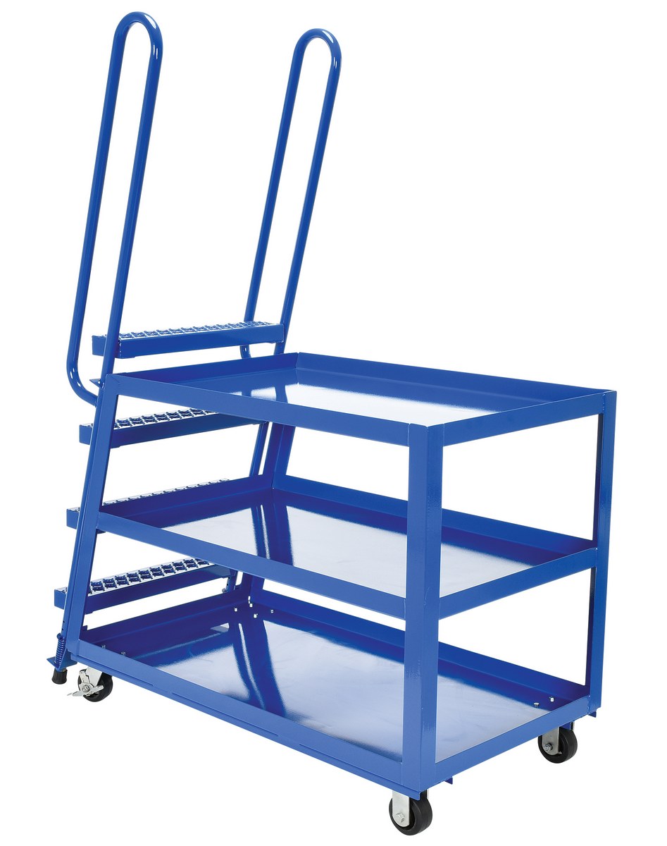 Vestil Steel High Duty Cart with Mold On Rubber Casters - 56-1/8 In. x 27-7/8 In. x 73-3/16 In. 1,000 lb - Blue