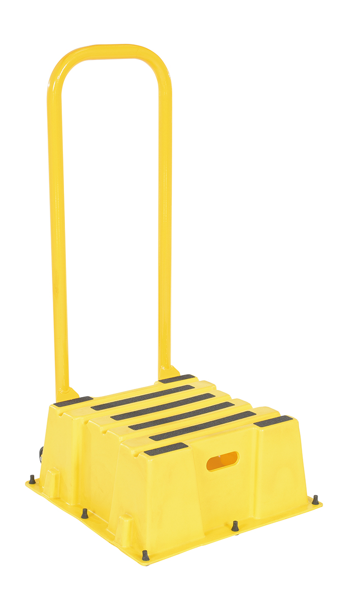 Vestil Polyethylene Nestable with Handrails Casters - 1 Step 500 lb - Yellow