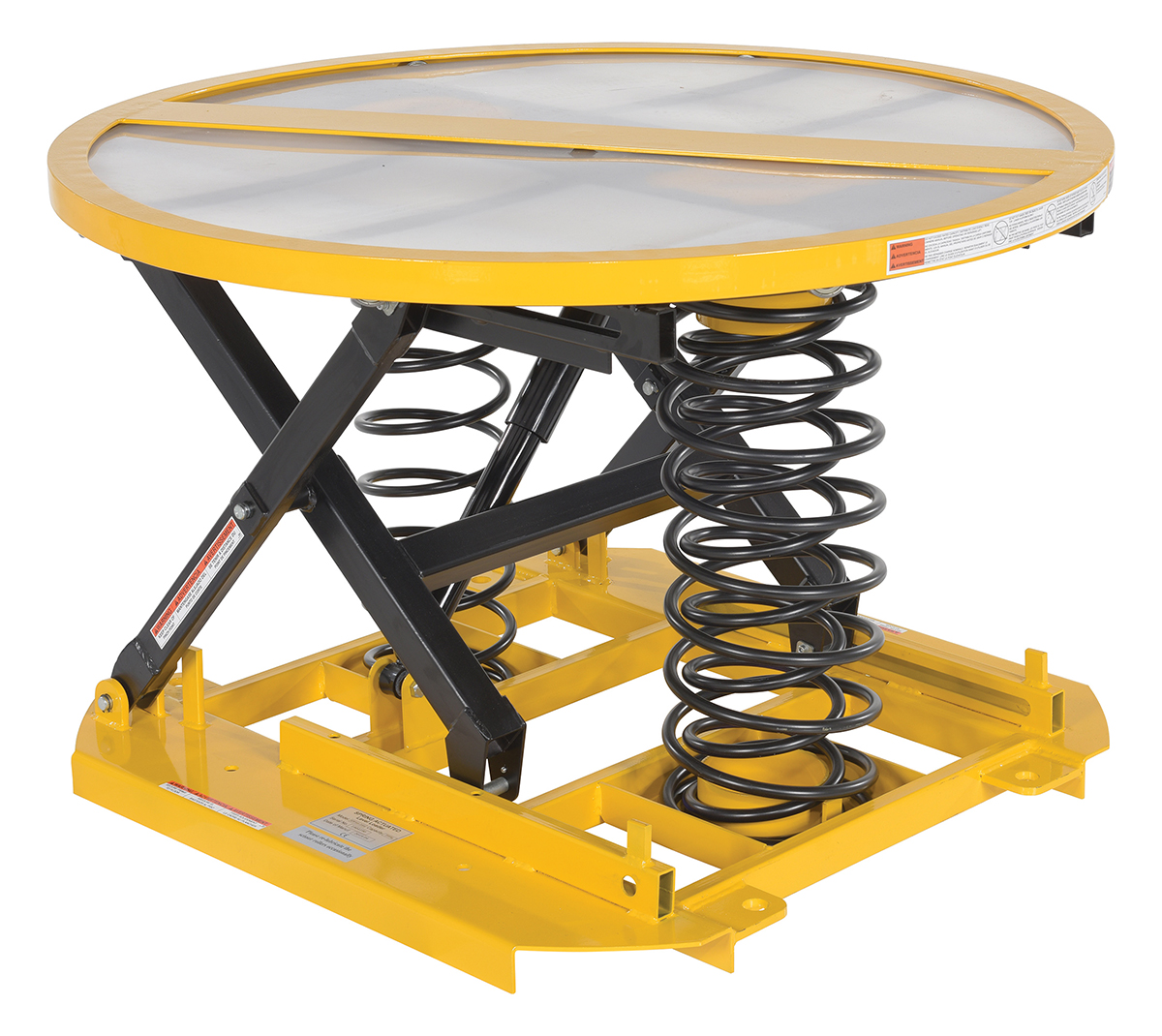 Vestil Steel Open Manual Carousel Top Spring Scissor Table - 4,500 lb Black / - Yellow