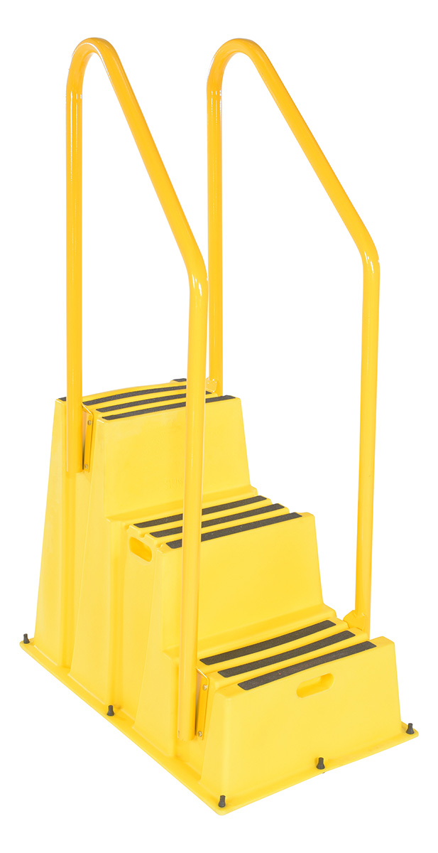Vestil Polyethylene Nestable with Handrails - 3 Step 500 lb - Yellow