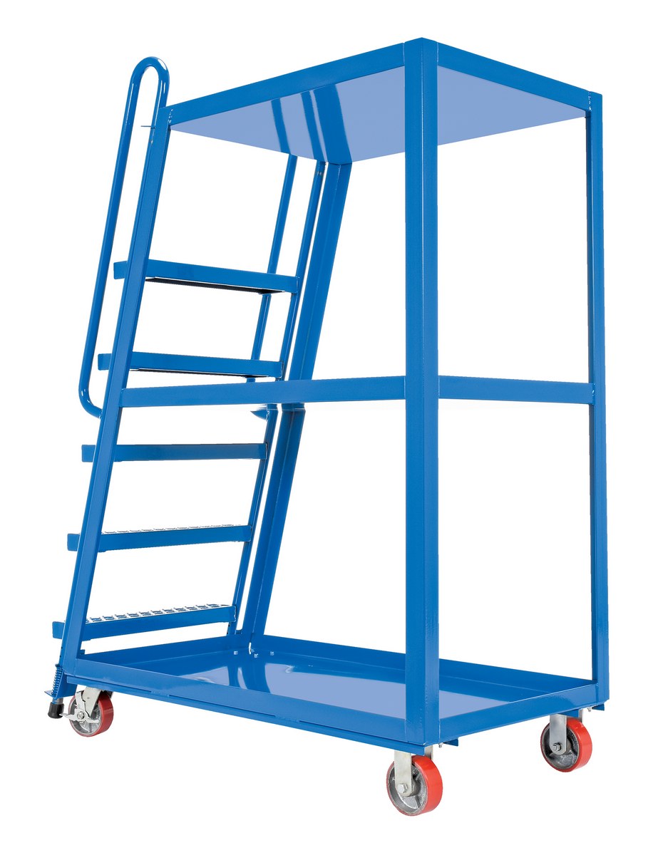 Vestil Steel High Frame Cart with Polyurethane On Steel Casters - 56-1/8 In. x 21-7/8 In. x 74-1/16 In. 1,000 lb - Blue