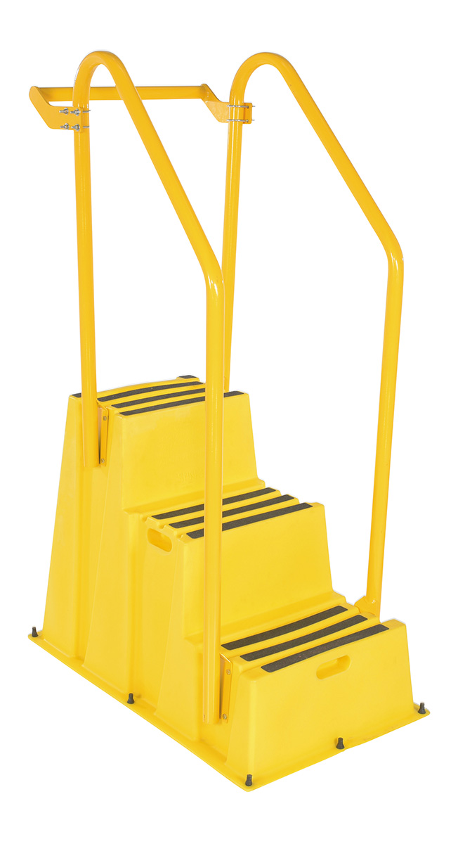 Vestil Polyethylene Nestable with Hand and Back Rails - 3 Step 500 lb - Yellow