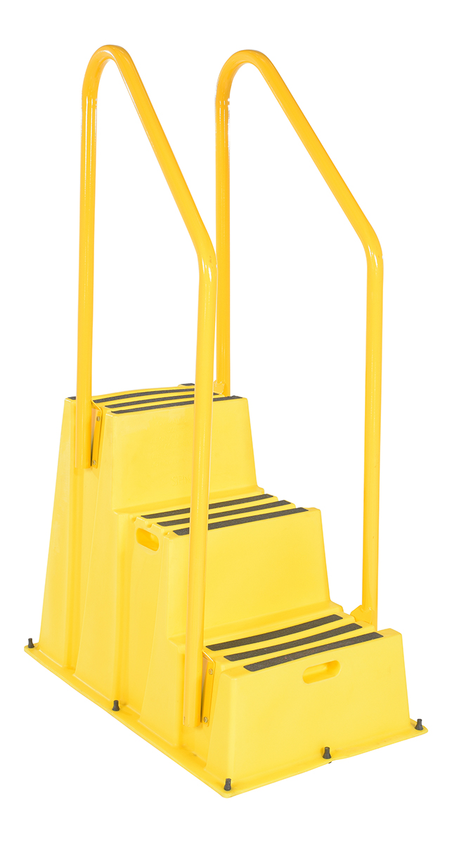 Vestil Polyethylene Nestable with Handrails Casters - 3 Step 500 lb - Yellow