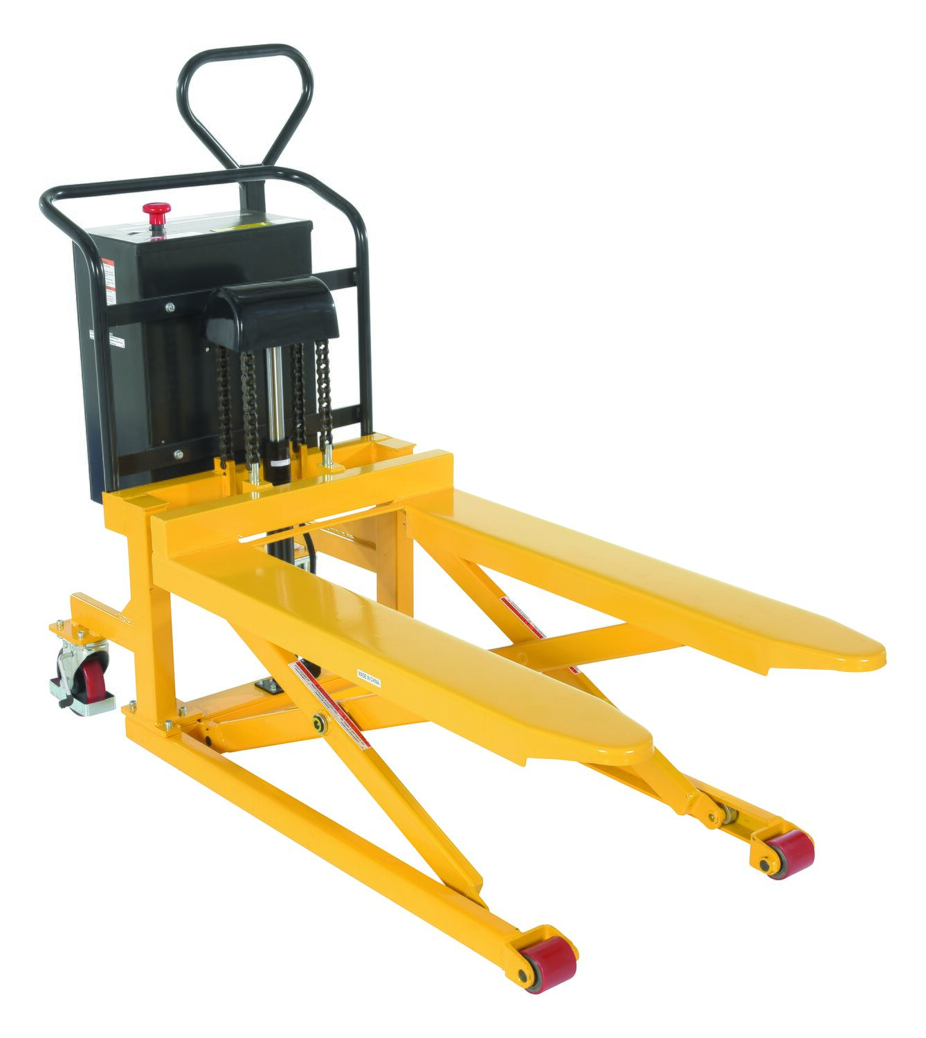 Vestil Steel Tote-A-Load DC Powered Fork Size - 27 In. x 43 In. 2,200 lb - Yellow