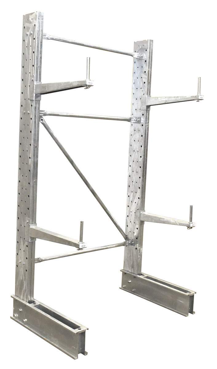 Vestil Galvanized Steel Standard Duty Cantilever Single Sided Upright - 8 Ft x 30 In. To 36 In. Arm Gray Set