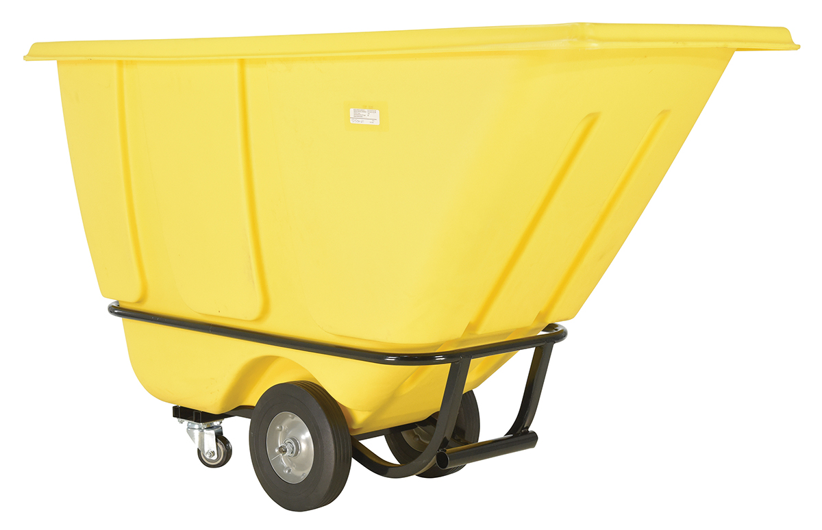 Vestil Plastic Medium Duty Tilt Truck - 1/2 Cubic Yard 850 lb - Yellow
