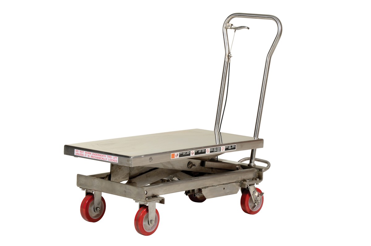Vestil 304 Stainless Steel Scissor Cart - 1,000 lb - Silver