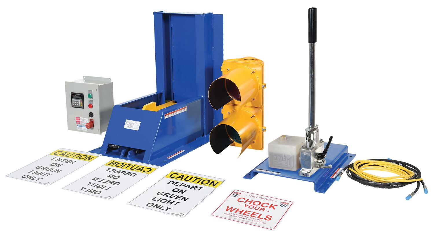 Vestil Steel Hydraulic Hand Pump with Aluminum LED Light Package Trailer Lock System Blue / - Yellow