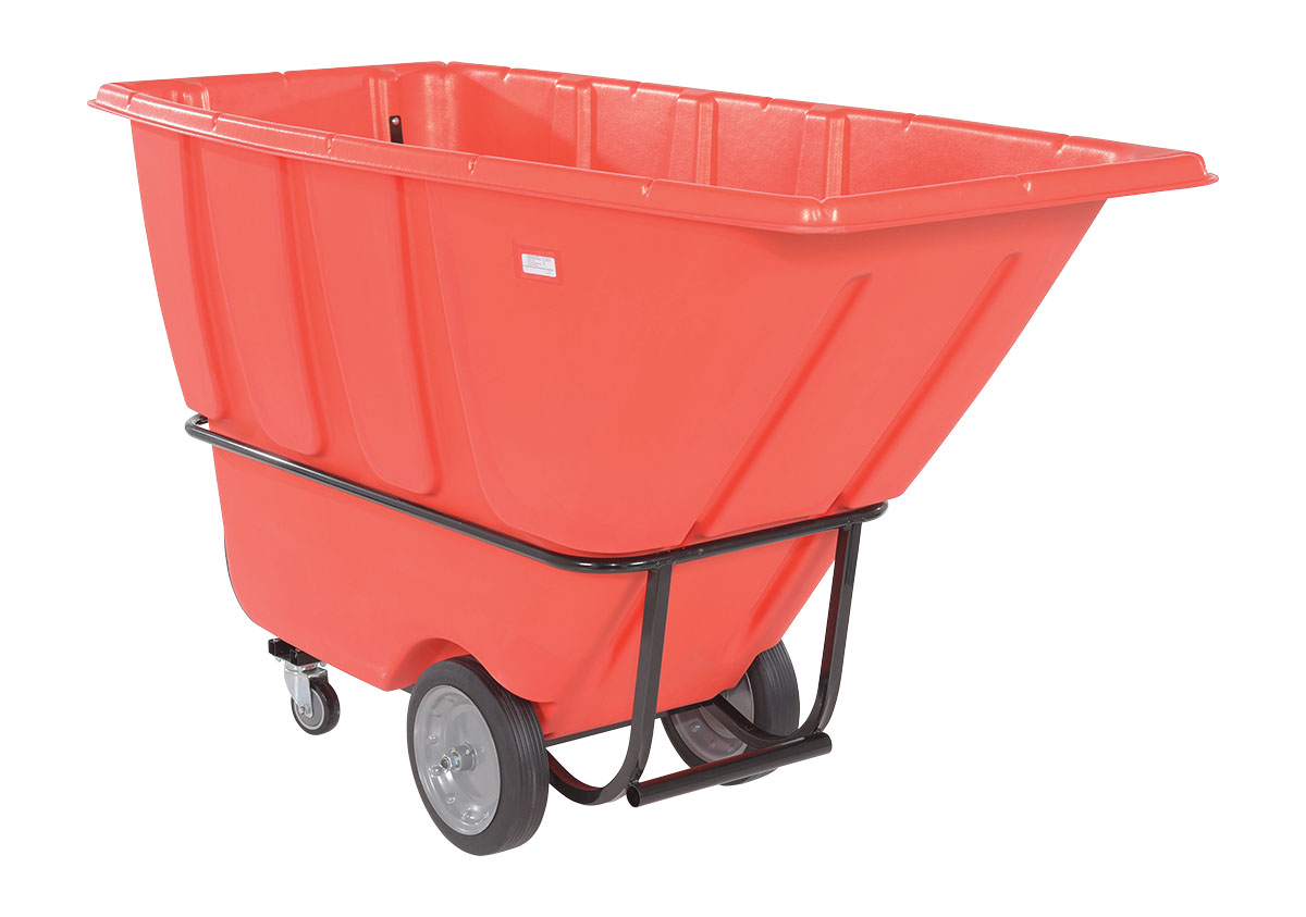Vestil Plastic Medium Duty Tilt Truck - 1 Cubic Yard 1250 lb - Red