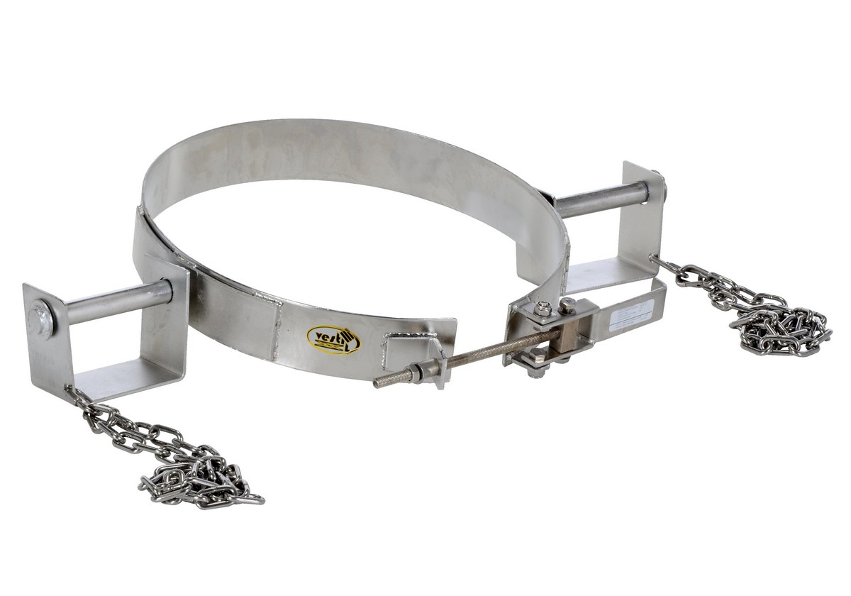Vestil 304 Stainless Steel Tilting Drum Ring - 30 Gallon Drum 1,200 lb - Silver
