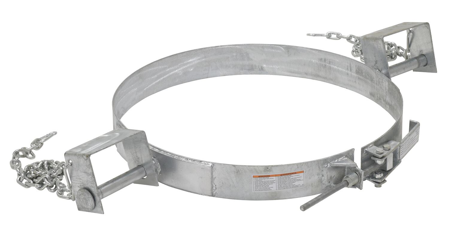 Vestil Carbon Galvanized Steel Tilting Drum Ring - 55 Gallon Drum 1,200 lb - Gray