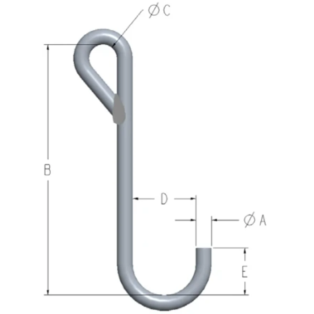Machining & Welding 1/4 in X 10 in J-Hook Style C