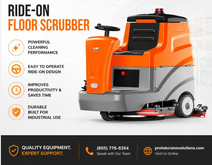 Large Facilities Need More Than a Mop and Bucket: The GFC150 Lithium Ride-On Floor Scrubber Delivers