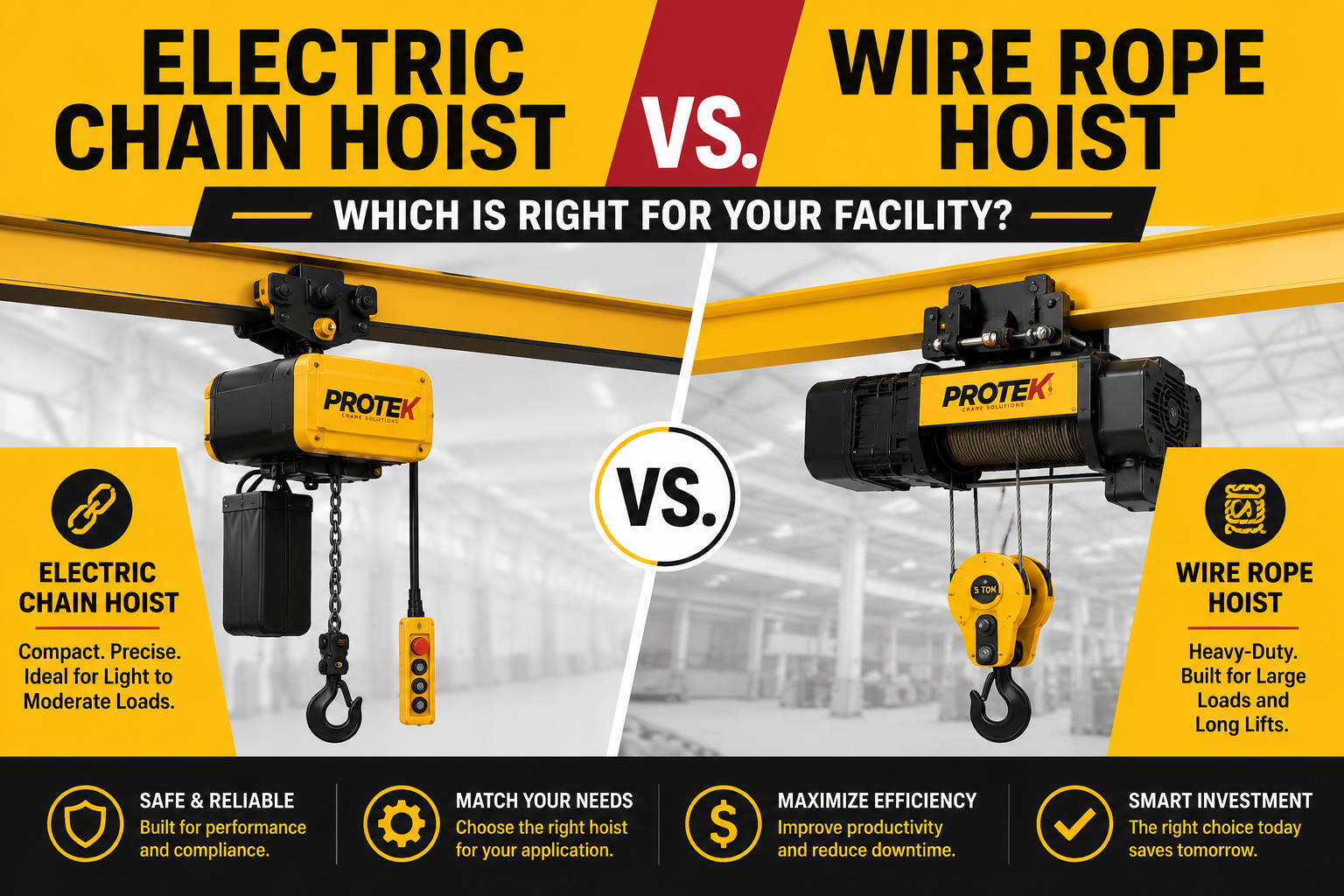 Electric Chain Hoist vs. Wire Rope Hoist: Which Is Right for Your Facility?