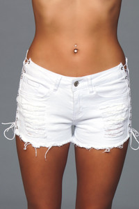 218865 - Looped In Distressed Denim Shorts 218865 - Looped In Distressed Denim Shorts