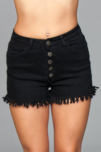 218877 - High Waisted Fringed Button Shorts 218877 - High Waisted Fringed Button Shorts