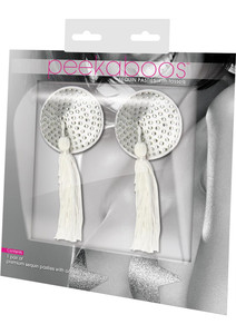 224246 - Satin With White Stone & Tassel Pasties 224246 - Satin With White Stone & Tassel Pasties