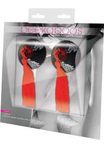 224252 - Sequin With Black Tassel Pasties 224252 - Sequin With Black Tassel Pasties