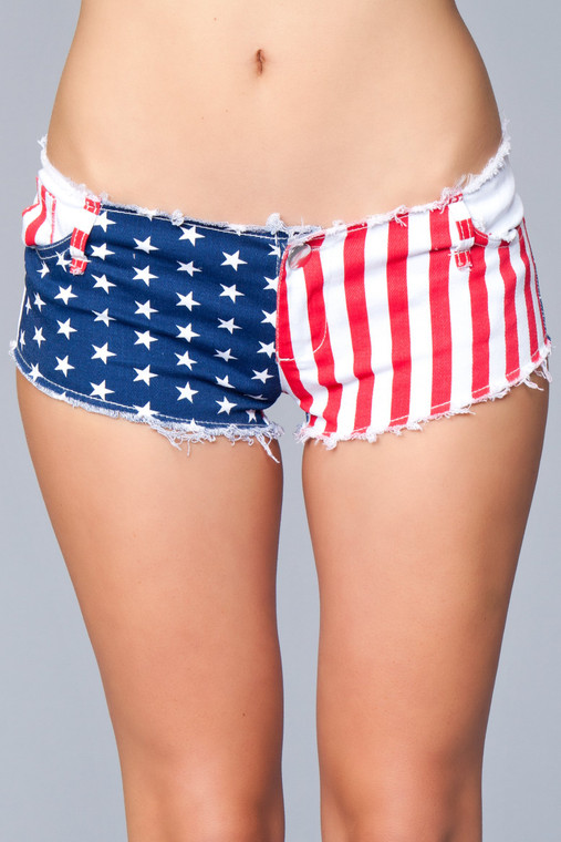 216103 - Sexy American Us Flag Mini Shorts Jeans