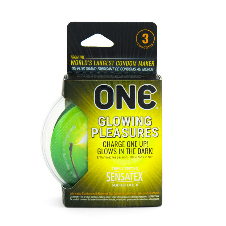 217451 - One Glowing Pleasures Condoms 3 Pack