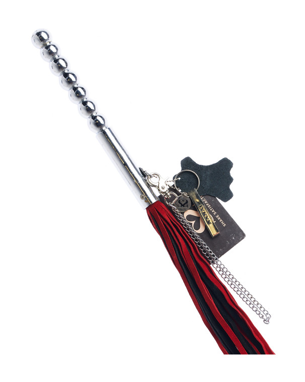 269022 - Bound X Suede Flogger With Metal Handle And Chain