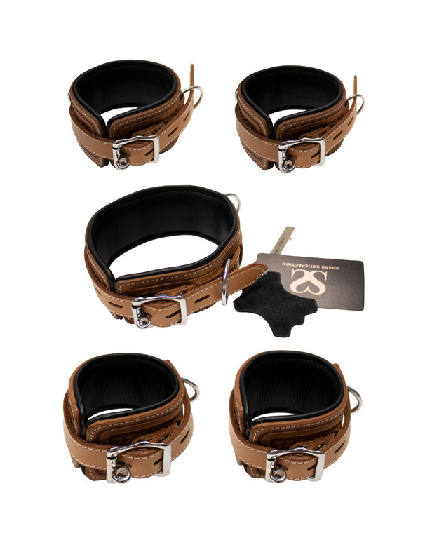 245387 - Bound X Tooled Leather Cuffs And Collar Set