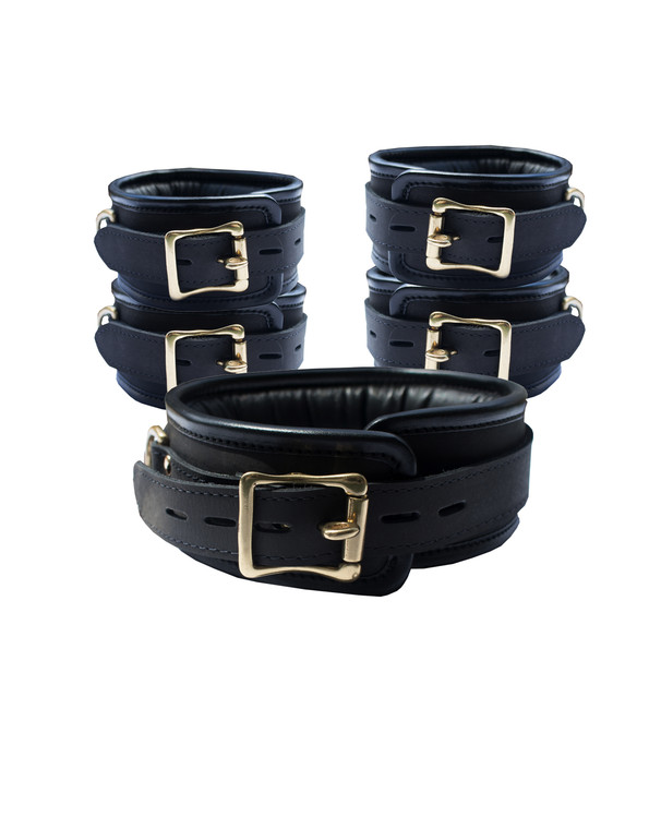 245379 - Bound X Padded Leather Cuffs And Collar Set