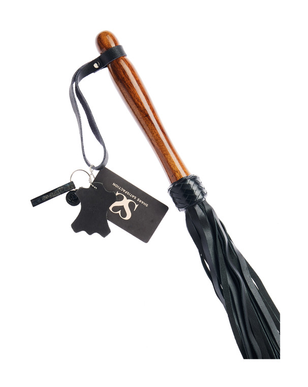 245055 - Bound X Calf Leather Flogger With Wooden Handle