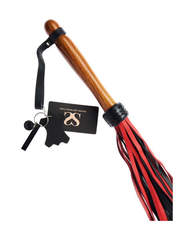 245054 - Bound X Calf Leather Flogger With Wooden Handle