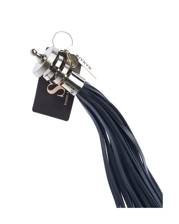 244959 - Bound X Nubuck Leather Flogger With Layered Metal Handle