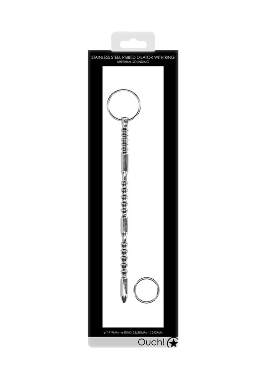 270110 - Urethral Sounding - Stainless Steel Ribbed Dilator With Ring